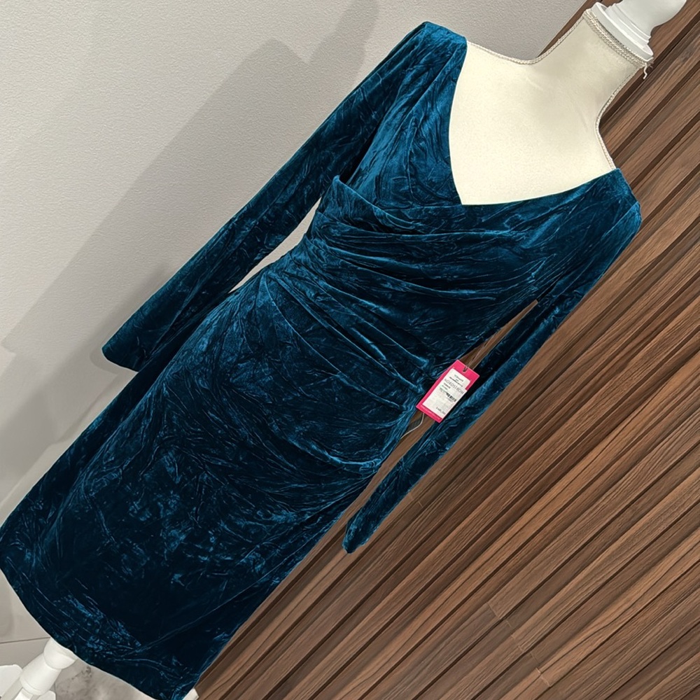 Vince Camuto Teal Velvet Midi Dress